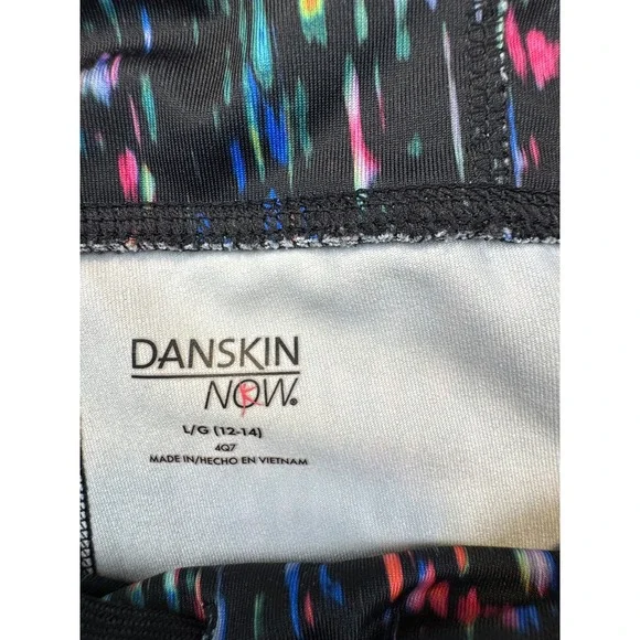 Danskin Now Capri Leggings Women L Black Multi Color Fitted Yoga Pants - Picture 3 of 11